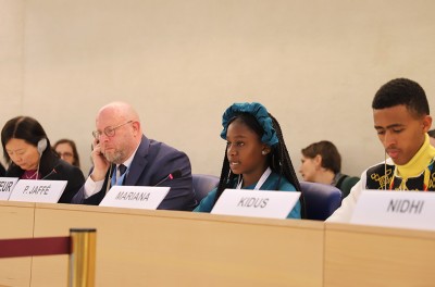A child-led panel on the rights of the child and the digital environment at the 52nd session of the Human Rights Council in Geneva, Switzerland. Photo: © OHCHR 