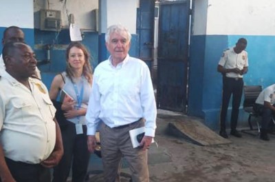 William O'Neill designated expert visiting a juvenile detention Prison 1 de Fort Liberté, during an official mission Haïti end of October 2023. Credit: BINUH OHCHR