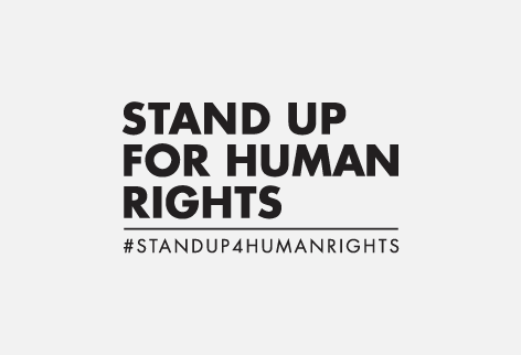 Stand up for human rights logo in black