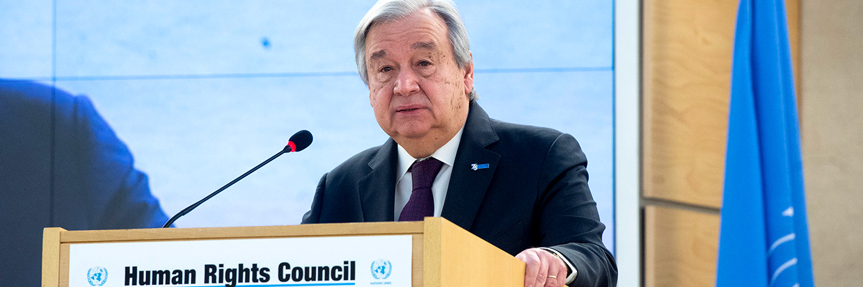 Discurso de apertura del Secretario General António Guterres en el 52 Consejo de Derechos Humanos, Ginebra Suiza. © NU Volaine Martin