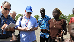Andrew Clapham of the Commission on Human Rights in South Sudan interviews an internally displaced person in Akobo, South Sudan, December 2017 ©UNMISS Photo - Adebayo Ayokunle