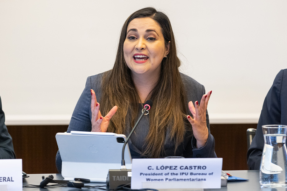 Cynthia López Castro, President of the IPU Bureau of Women Parliamentarians. © Pierre Albouy/OHCHR 