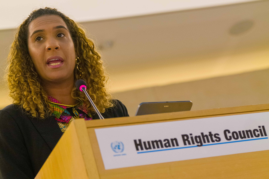 Anielle Franco addressing participants during the third session of the Permanent Forum on People of African Descent, Geneva, April 2024. © OHCHR/Ania Freindorf