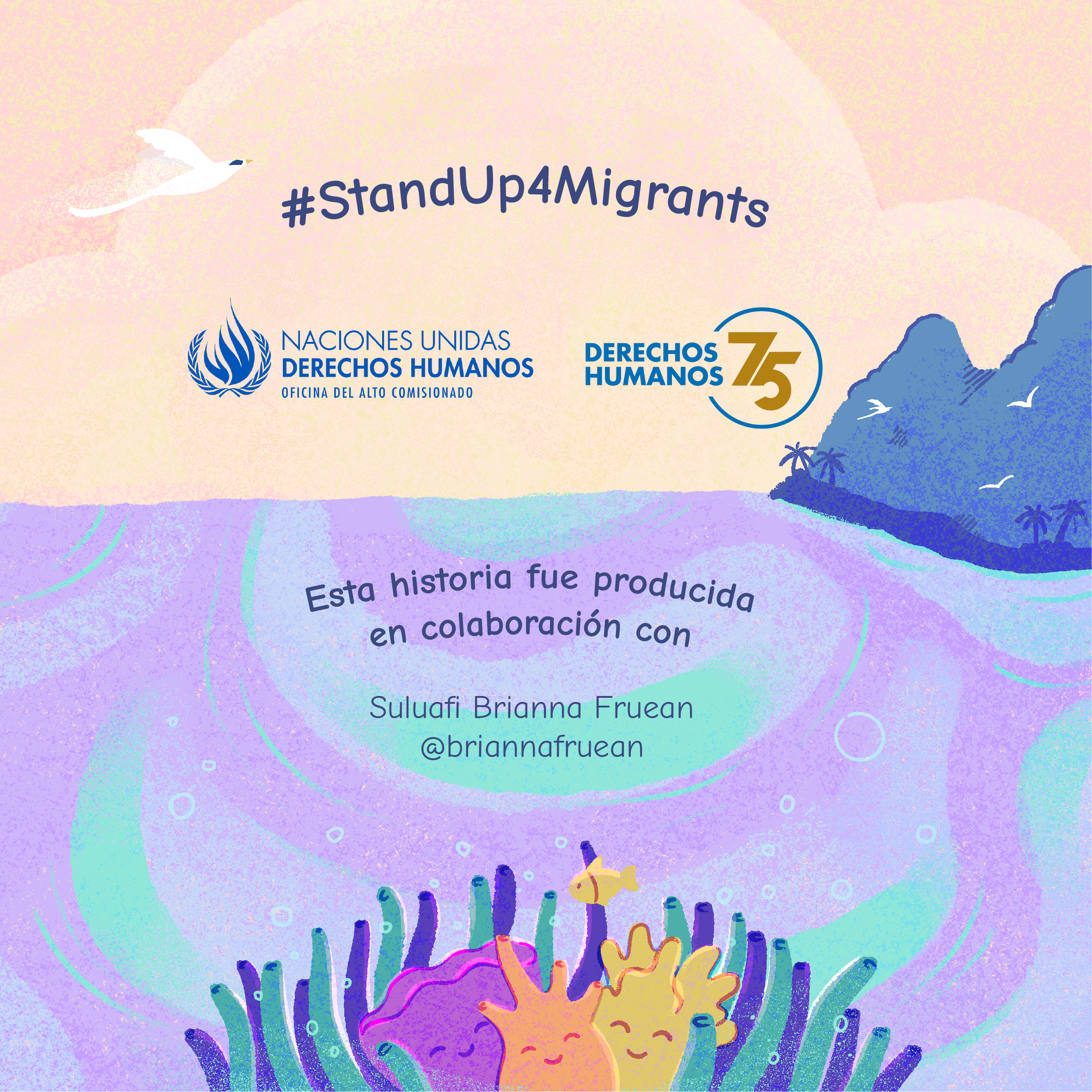 #StandUp4Migrants  Logotipo de Derechos Humanos de la ONU. Esta historia fue producida en colaboración con Brianna Fruean @briannafruean 