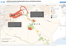 Lahij Governorate Contamination Areas and Select Incidents, August 2019