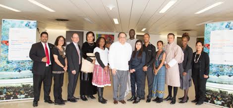 LDCs/SIDS Beneficiary Delegates at HRC34 with the President of the Human Rights Council, 10 March 2017  