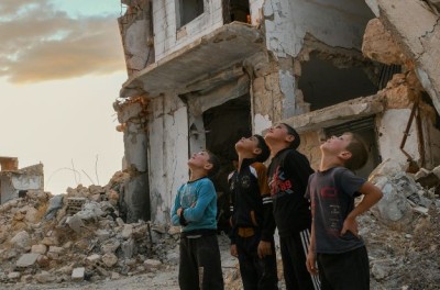 叙利亚西北部伊德利卜农村的阿赫塞姆市遭到破坏。©Rami Alsayed/NurPhoto，路透社