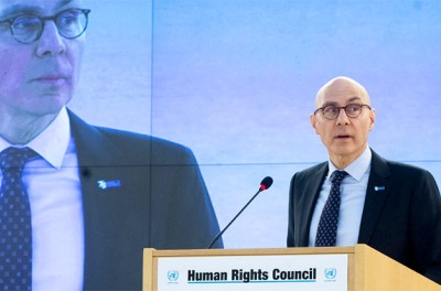 Déclaration liminaire du Haut-Commissaire Volker Türk à l’occasion de la 52e session du Conseil des droits de l’homme, dans la salle 20 du Palais des Nations, à Genève, en Suisse © ONU Volaine Martin