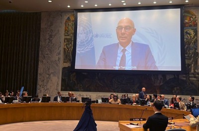 El Alto Comisionado de las Naciones Unidas para los Derechos Humanos Volker Türk informa al Consejo de Seguridad de las Naciones Unidas sobre la situación de los derechos humanos en la RPDC © ACNUDH