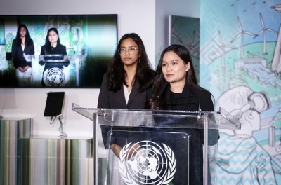 Youth presenting their youth statement at the reception. Photo credit: OHCHR