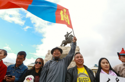 蒙古国的一场抗议活动。©欧新社-埃菲通讯社
