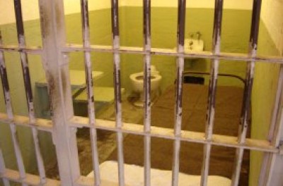 Prison cell with bars