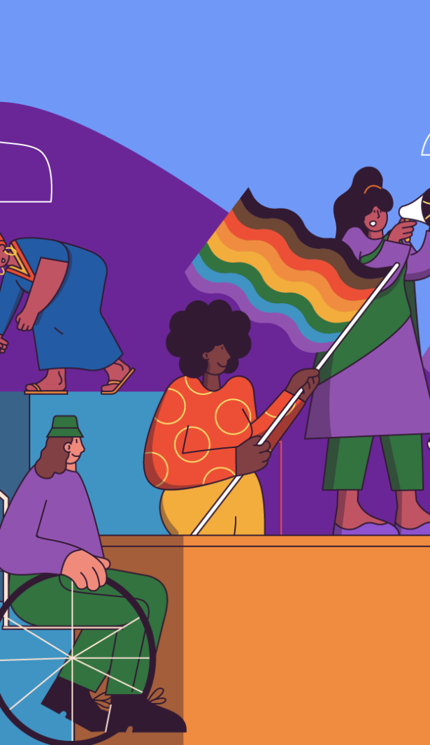 Colourful illustration featuring human diversity