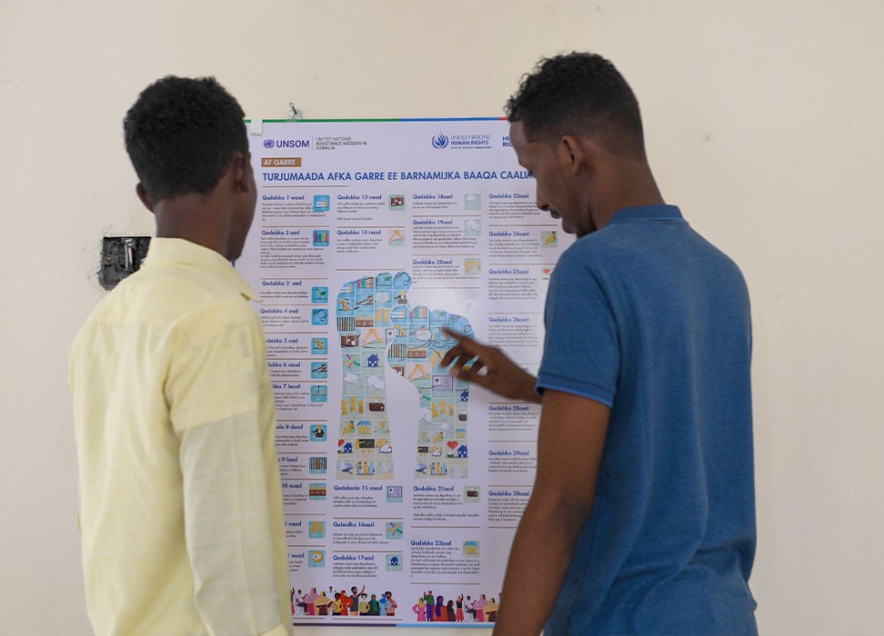 Visitors at the launch of the initiative to promote human rights across Somalia’s communities.