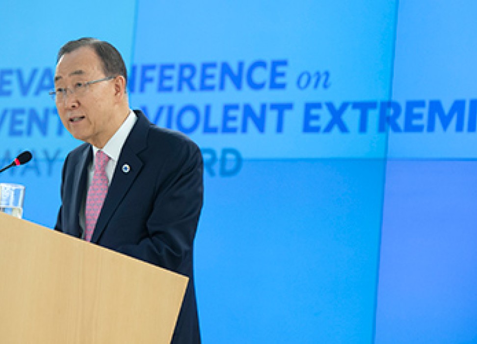 联合国秘书长潘基文在会议上发言。 © Credit Jean Marc Ferre/UN Photo