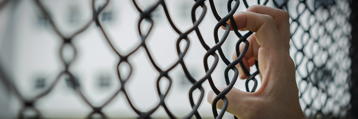 Hand holding wire mesh cage. © Getty Images