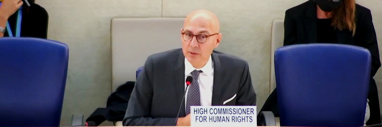 El Alto Comisionado de las Naciones Unidas, Volker Türk, hablando en el Consejo de Derechos Humanos en Ginebra, Suiza 24/10/2022