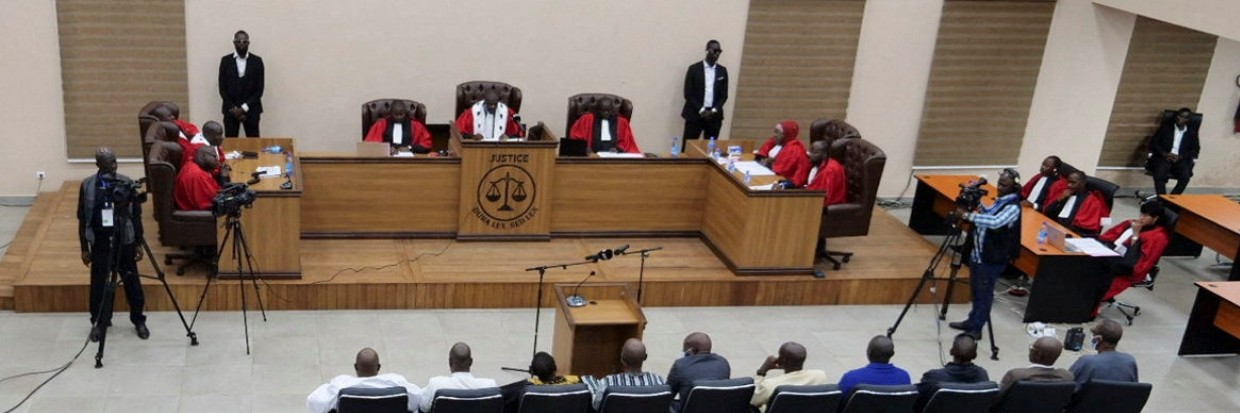 Courtroom where judges announced the verdict in the 2009 stadium massacre in Conakry, Guinea, in which more than 150 pro-democracy protesters were gunned down, July 31, 2024. REUTERS/Souleymane Camara