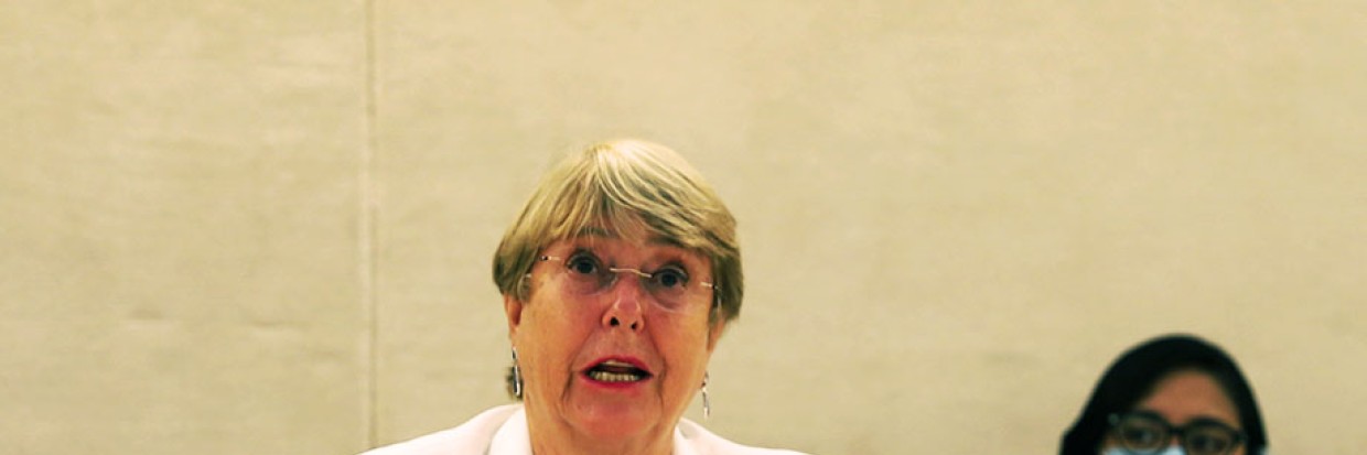 Urging bold and vigorous action: High Commissioner Michelle Bachelet speaks to the Human Rights Council on 24 August 2021 © OHCHR