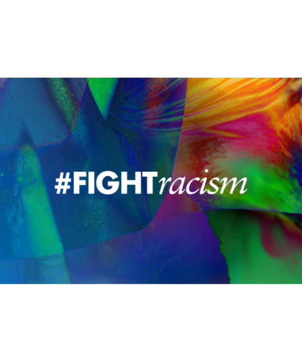 Colourful design with text #FIGHTracism