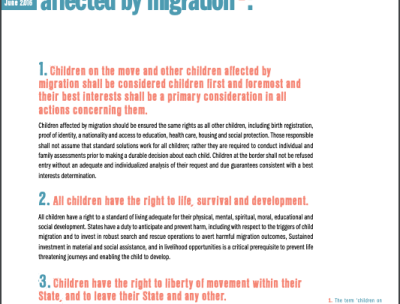 Cover: Recommended principles to guide actions concerning children on the move and other children affected by migration