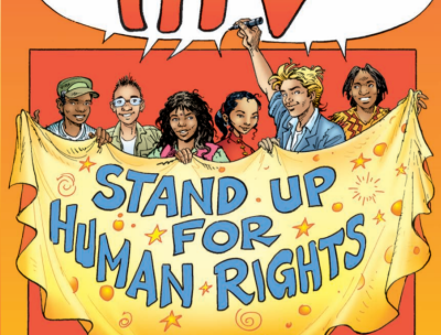 Cover of Stand Up for Human Rights cartoon booklet