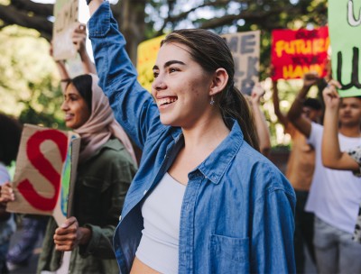 A young woman at a protest. © Getty