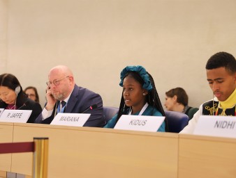 A child-led panel on the rights of the child and the digital environment at the 52nd session of the Human Rights Council in Geneva, Switzerland. Photo: © OHCHR 